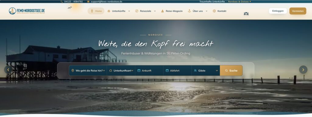 Fallstudie zum Buchungsportal Fewo-Nordostsee.de mit WordPress (homey) – WordPress Referenzen e-Commerce Agentur Hamburg Referenz Storetown Media
