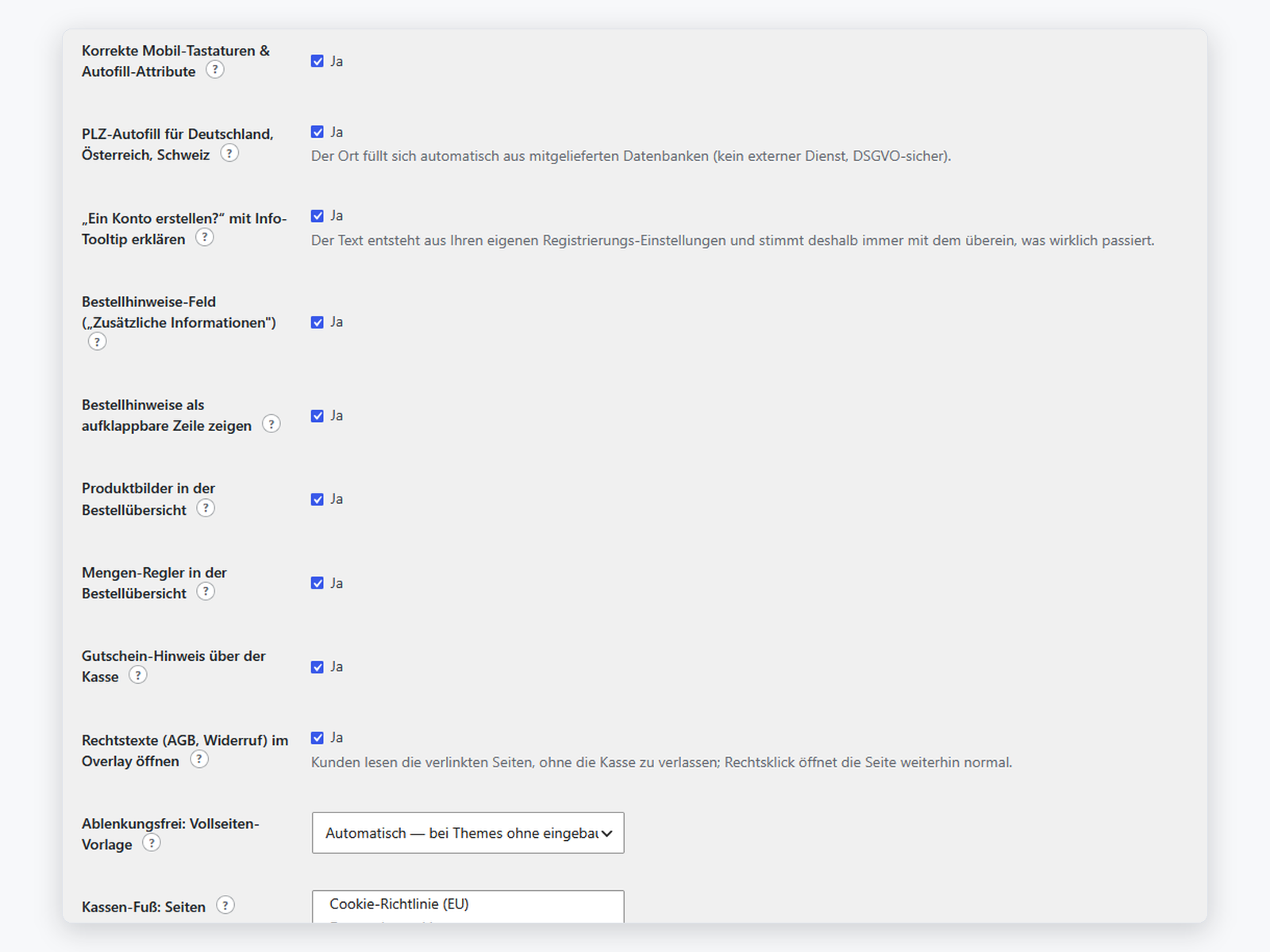 Reiter Kasse: PLZ-Autofill, Mengen-Regler, Produktbilder und Rechtstexte im Overlay