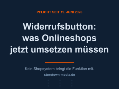 Widerrufsbutton-Pflicht seit 19. Juni 2026: Kontaktformular und PDF reichen nicht, gefordert sind Auffindbarkeit, Bestellbezug, Gastbesteller-Weg, dokumentierte Bestaetigung und Weiterleitung in den Betrieb