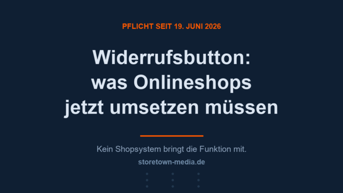 Widerrufsbutton-Pflicht seit 19. Juni 2026: Kontaktformular und PDF reichen nicht, gefordert sind Auffindbarkeit, Bestellbezug, Gastbesteller-Weg, dokumentierte Bestaetigung und Weiterleitung in den Betrieb