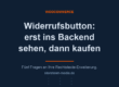 Widerrufsbutton in WooCommerce: fuenf Fragen an die vorhandene Rechtstexte-Erweiterung und was droht, wenn die Antwort nein lautet