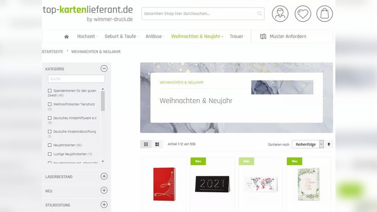 Magento-2-Onlineshop mit Karten-Designer – Druckerei Wimmer – Branding Referenz Storetown Media